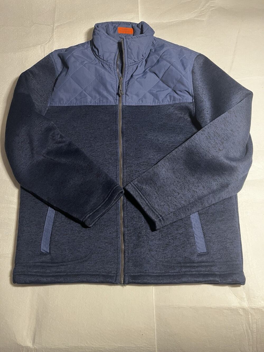 St. John’s Bay Performance Men’s L Blue Quilted Full Zip Windproof Jacket